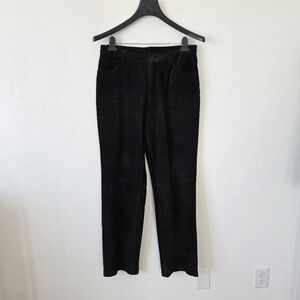Vintage Brandon Thomas 100% Leather Suede Pants Black High Waist Straight Leg 12